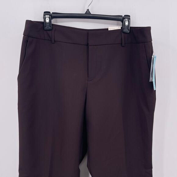 Covington Sz 14 Short Brown Classic Trouser Dress Pants Wide Leg Flat Front NWT - Picture 3 of 9